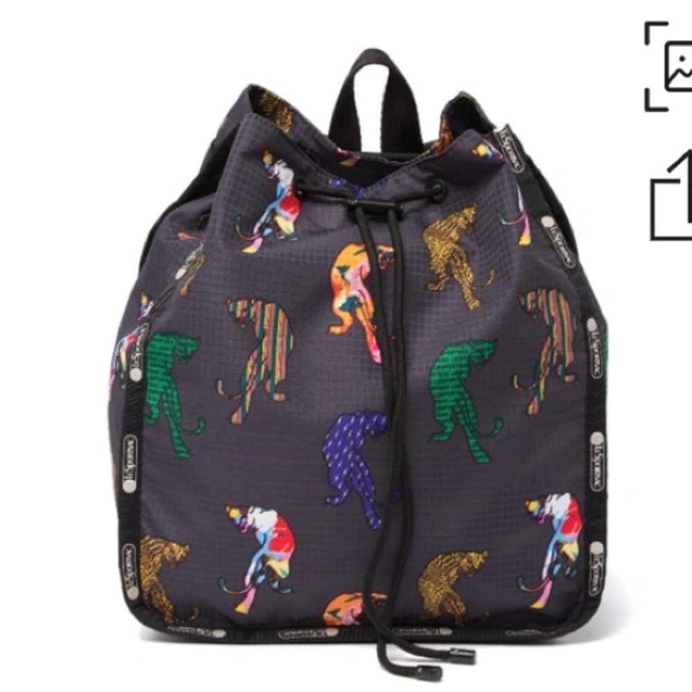 LeSportsac Nadine Drawstring Backpack In Meow - Like New